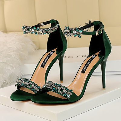 9cm High Heels Crystal Sandals Stiletto Heels