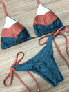 Multicolor Swimsuit  Push Up Ribbed Bikini Set