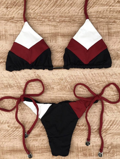 Multicolor Swimsuit  Push Up Ribbed Bikini Set