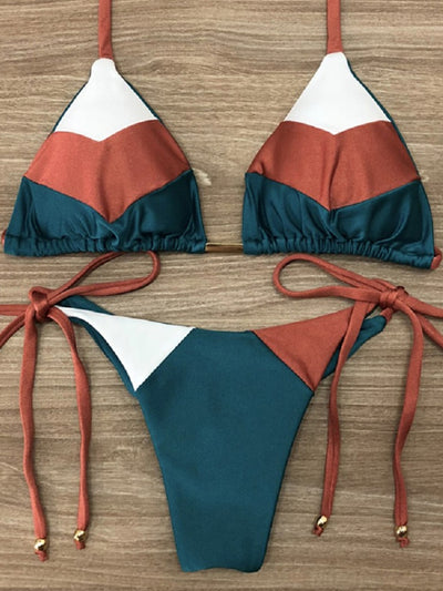 Multicolor Swimsuit  Push Up Ribbed Bikini Set