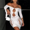 Long Sleeve Mini Beach Dress Transparent  Cut Out Babydoll