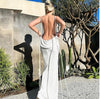 Backless Sleeveless Dress White Evening Long Dress