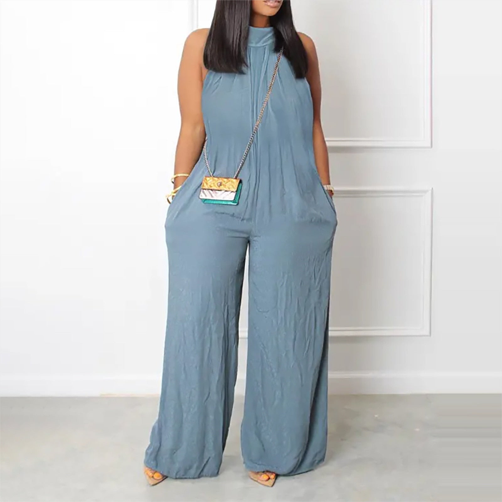 High Waist  Jumpsuits Sleeveless