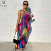 See Through Suitable Strapless Sleeveless High Waist Women Skinny Long pencil Dress