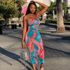 Long Sleeve Dress  Tie Dye Print Maxi Dress Stripe  V-Neck