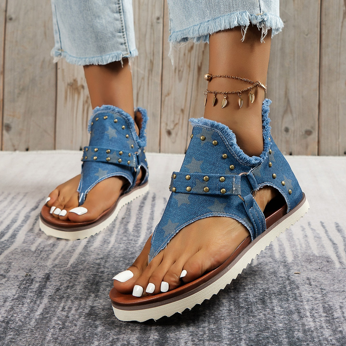 Denim Shoes  Chic Star Sandals Ladies Fip Flops