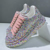 Leather Women Shoes Platforms Sneakers  Rhinestone