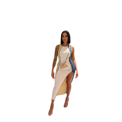 Woman Slim Sleeveless Long Skirt Vest Dress