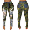 Ripped High-waisted  And Frayed Camouflage  Pants