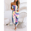 Tie Dye Print Wrap Bust Casual Jumpsuit