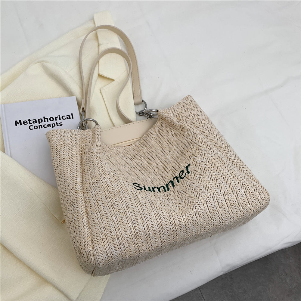 Big Woven Straw Tote Shoulder Bags Handbags