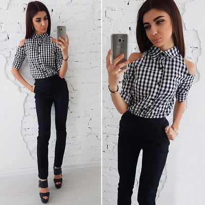 Lapel button blouse