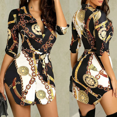 Gold chain  print dress