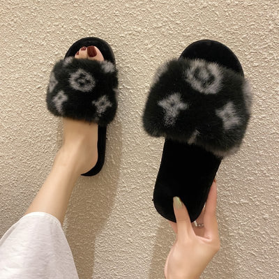 leopard wool slippers woman