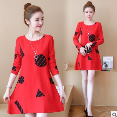 long sleeve loose ladybug dress