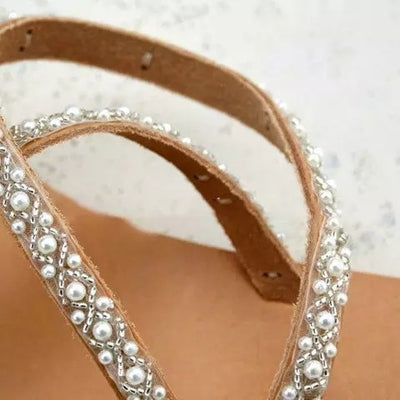 Flat bottom rhinestone plus size beach shoes