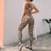 leopard sports fitness hollow jumpsuit