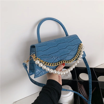 Retro Pattern Small Square Bag Fashion Pearl Single Shoulder