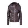 Chest Pocket Hooded Zipper Leather