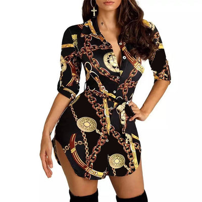 Gold chain  print dress