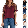 Lace Short-sleeved V-neck Pullover T-shirt