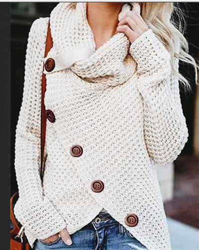 Pullover Button  Long Sleeve Sweater