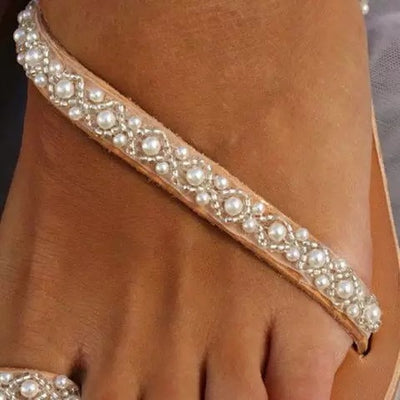 Flat bottom rhinestone plus size beach shoes