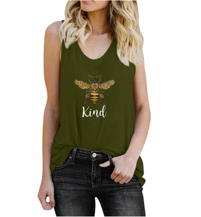 Ladies sleeveless bee kind vest