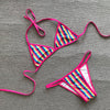 Three-piece rainbow striped bikini suit