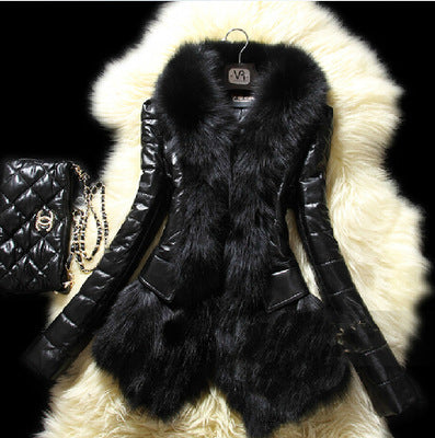 Faux fur  leather jacket