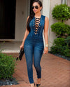 Always Ready Laced Denim Jumpsuit (Curvy Sizes)