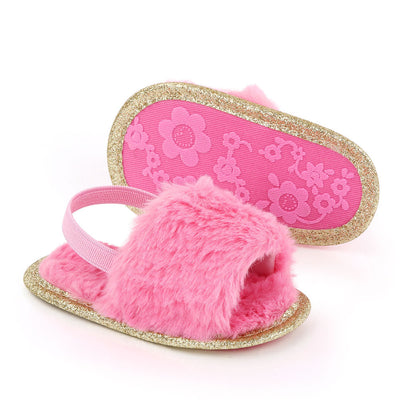 Furry Sandals Indoor Soft-soled Toddler Shoes Baby Shoes