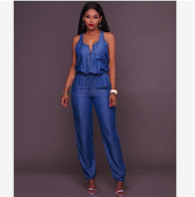 Slim-fit Casual Vest Wide-leg Jumpsuit