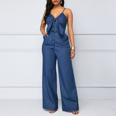 Sling Low-cut Wide-leg Jumpsuit