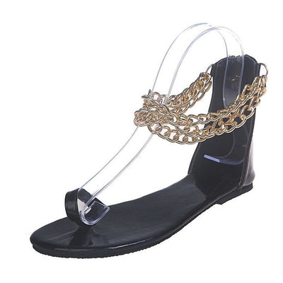 Oversized Flat Toe Metal Casual Sandals