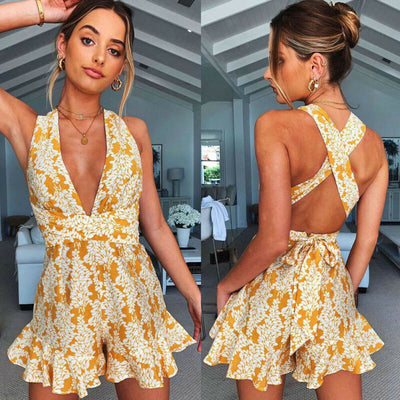 Open Back Dress Short Jumpsuit Ladies Clothes