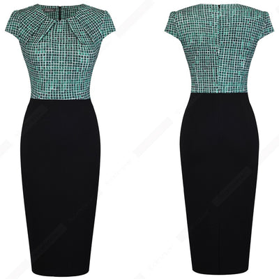 Slim Printed Round Neck Short Sleeve Pencil Skirt Women