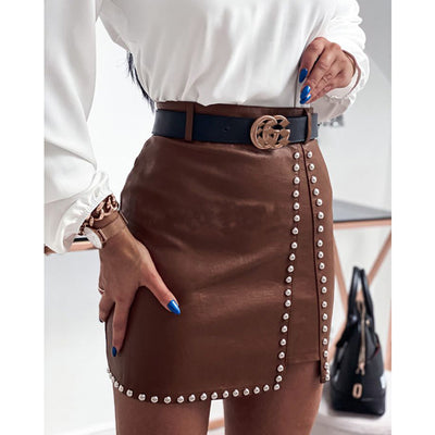 Rivets PU Leather Skirts