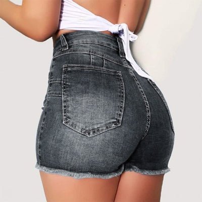 Women Summer High Waisted Denim Up  Slim Denim Shorts