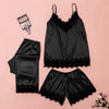 Lace Bowknot Pajamas Three-piece Set