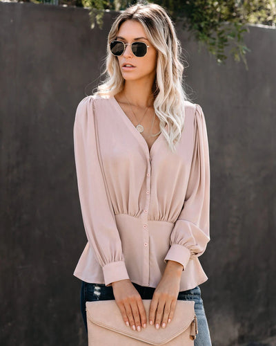 V-neck Long-sleeved Blouse Blouse