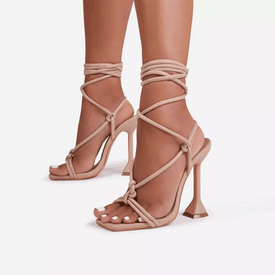 open-toe lace-up stiletto heels