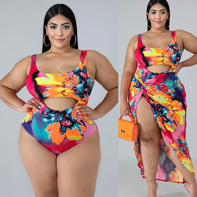 Living To The Fullest 2pc Swimsuit+Wrap Set