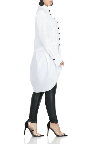 Personality white shirt dress