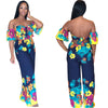 Flowers Jumpsuit Off Shoulder Self Tie Ruffle