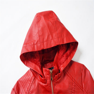 Chest Pocket Hooded Zipper Leather