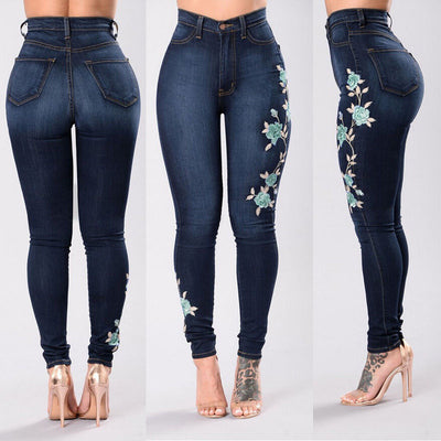 denim  embroidered jeans