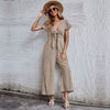 Nine-point Cotton And Linen Wide-leg Jumpsuit