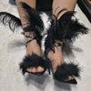 Lace-up feather sandals