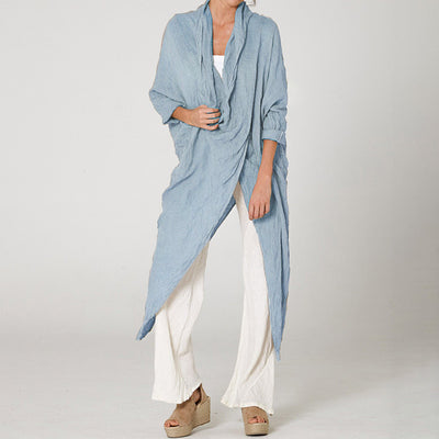 V-neck long sleeve asymmetrical blouse